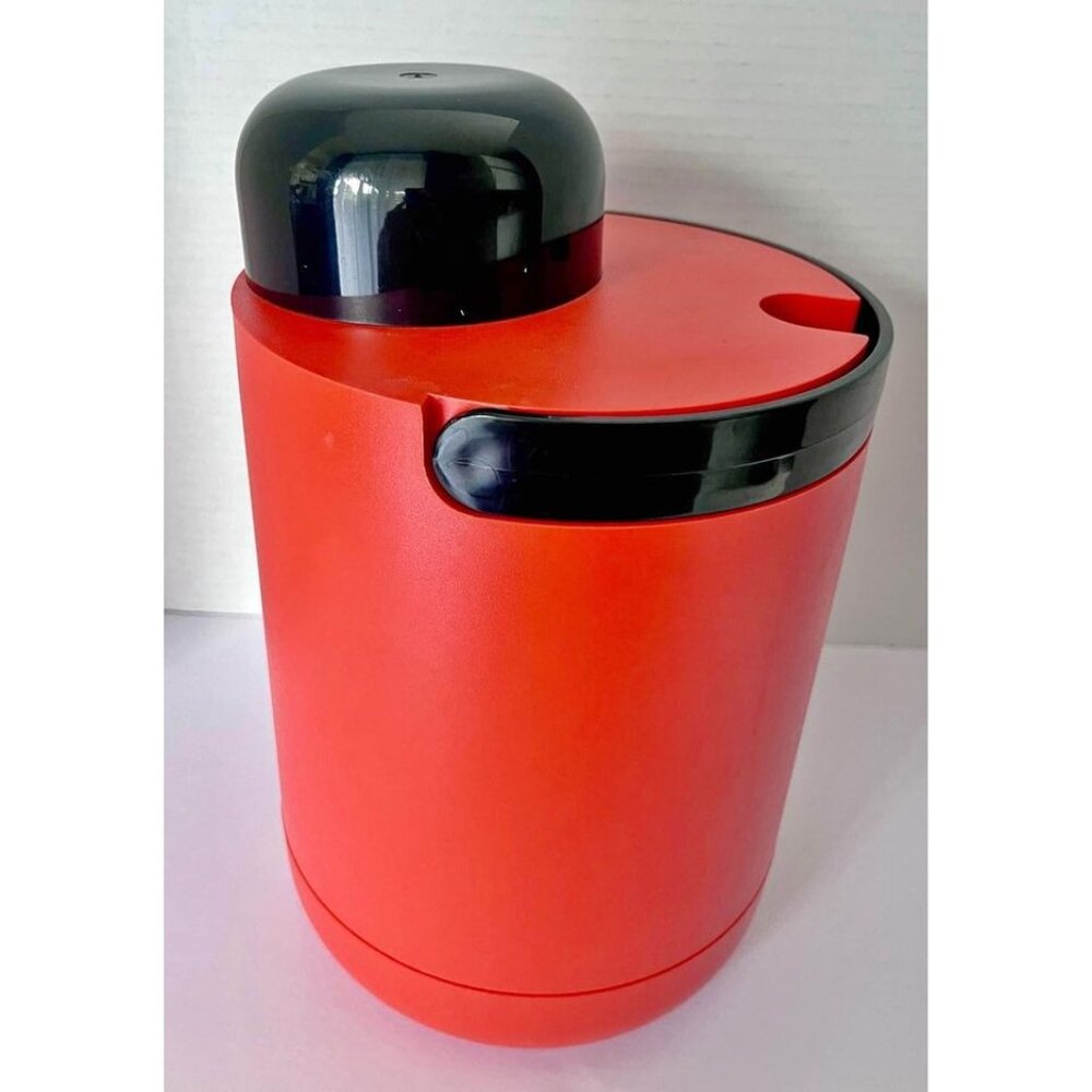 Vintage 1978 Heller Thermal Jug 2.5L Orange w/Black Handle & Cup Made in Italy